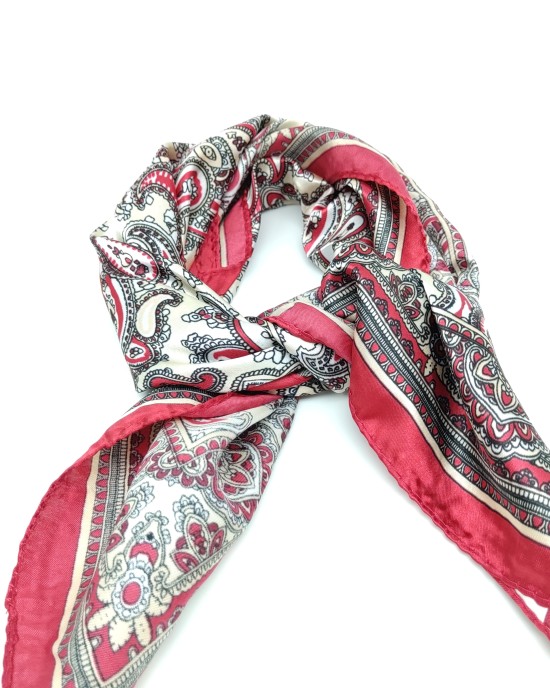 red retro small silk scarf